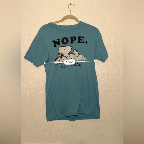 Peanuts Nope, not Today  light blue cotton T-shirt, size small - Picture 3 of 6